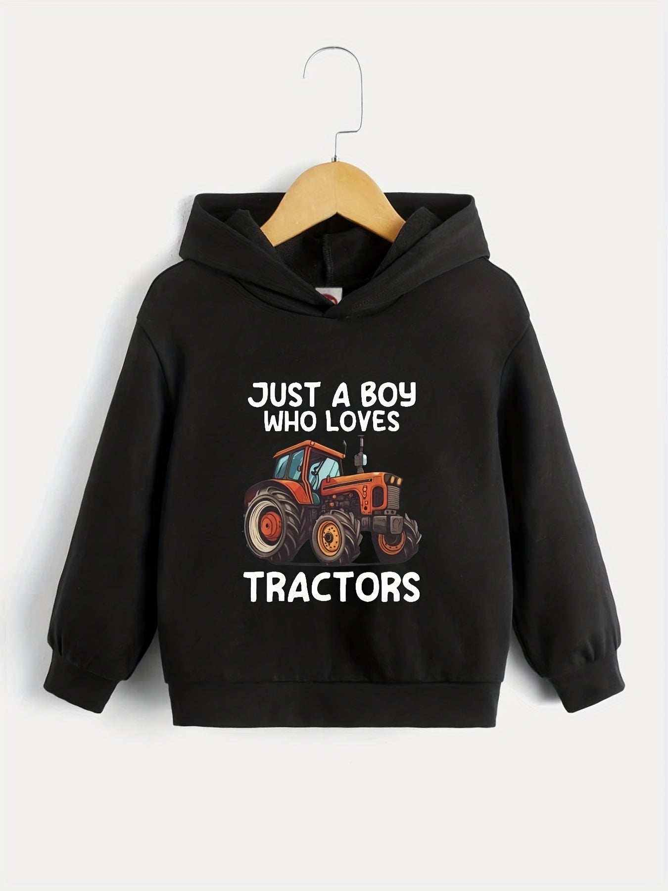 TRACTOR LOVER Print Boys Hooded Sweatshirt