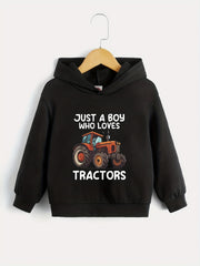 TRACTOR LOVER Print Boys Hooded Sweatshirt