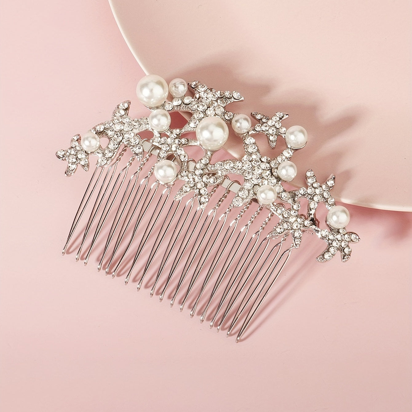 Bridal Rhinestone Hair Comb Faux Pearl Ornament Wedding Accessories