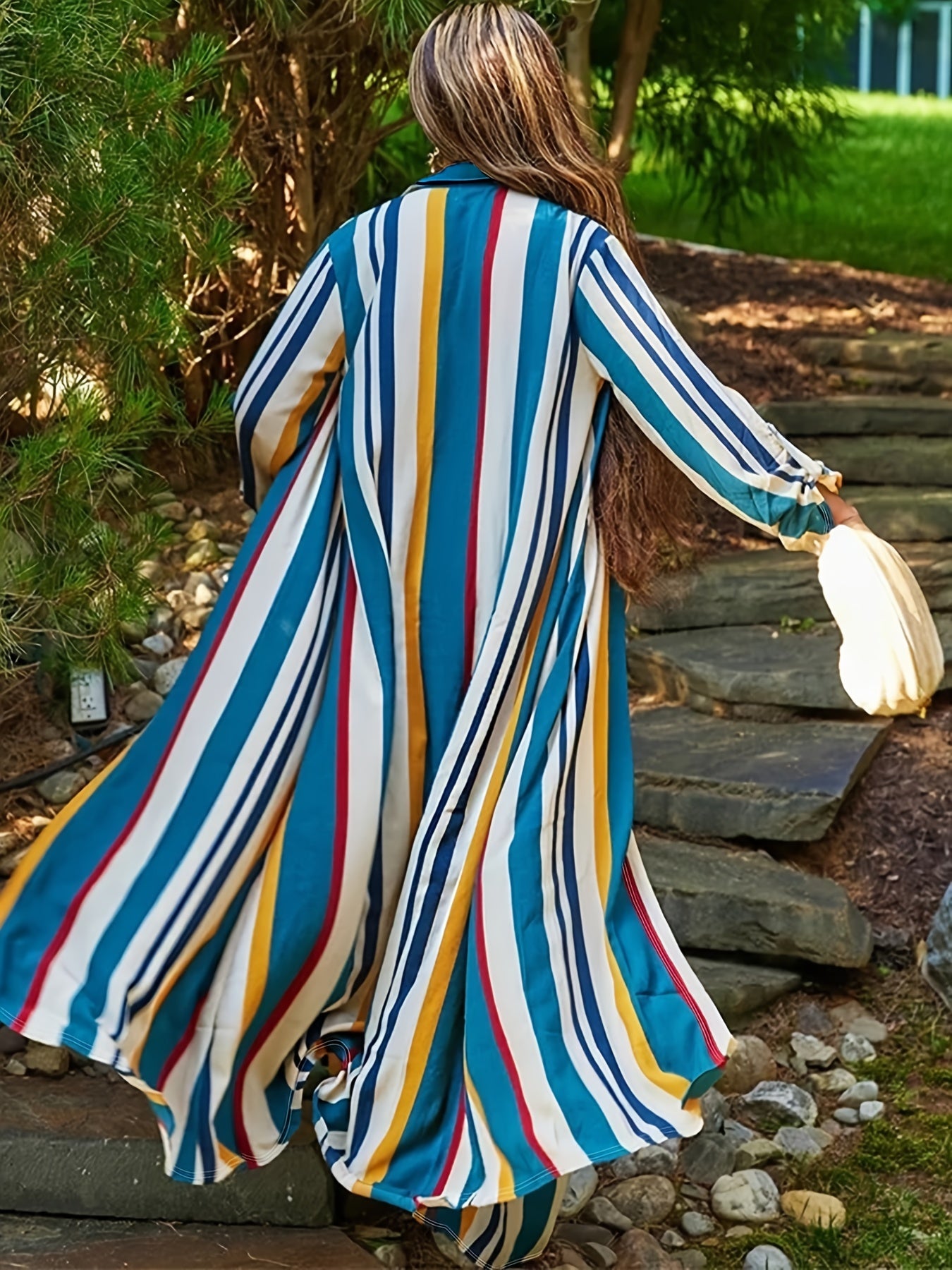 Colorblock Stripe Print Button Up Shirt & Pants Set