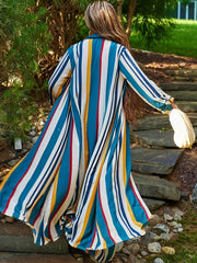 Colorblock Stripe Print Button Up Shirt & Pants Set
