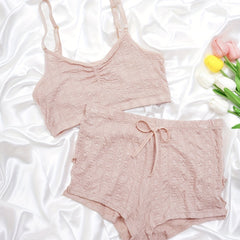 Solid Textured Bra & Panties Full Coverage Lingerie Set