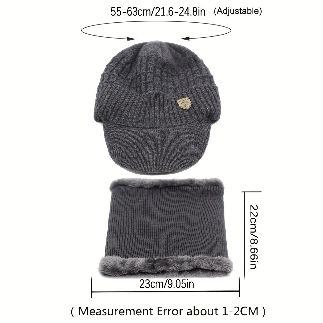 Men's Winter Wool Knit Scarf Caps
