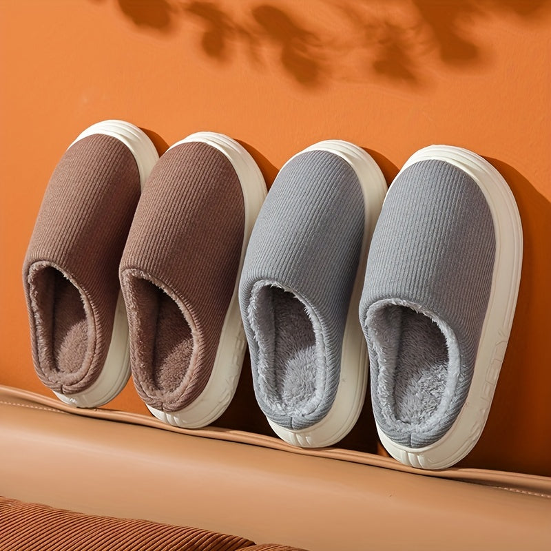 Women's Plush Lined Slip-On Slippers Warm Platform Shoes