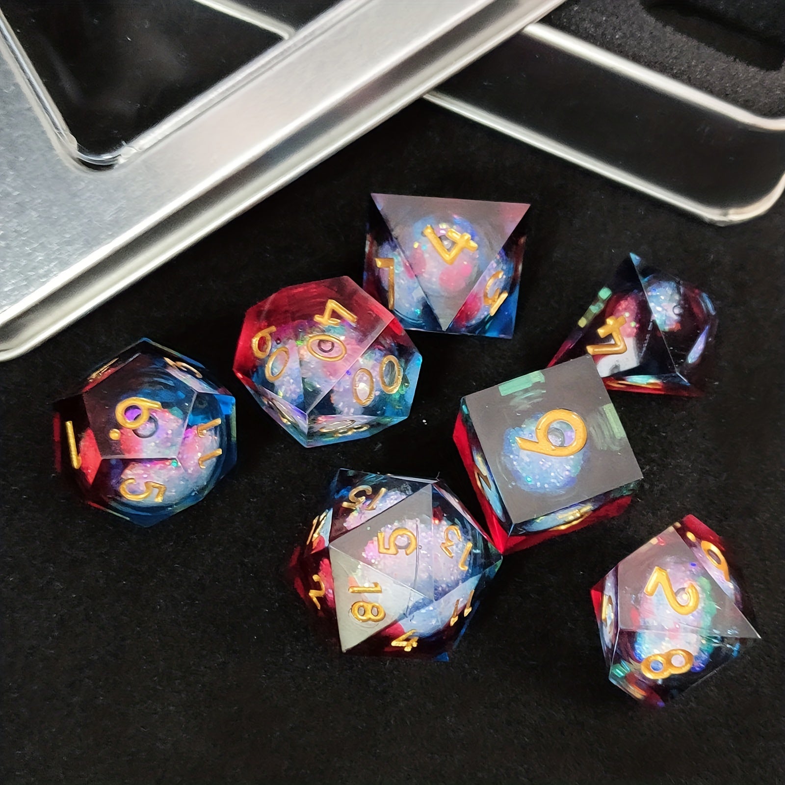 7 Piece Liquid Quicksand Dice Set for TRPG Board Games
