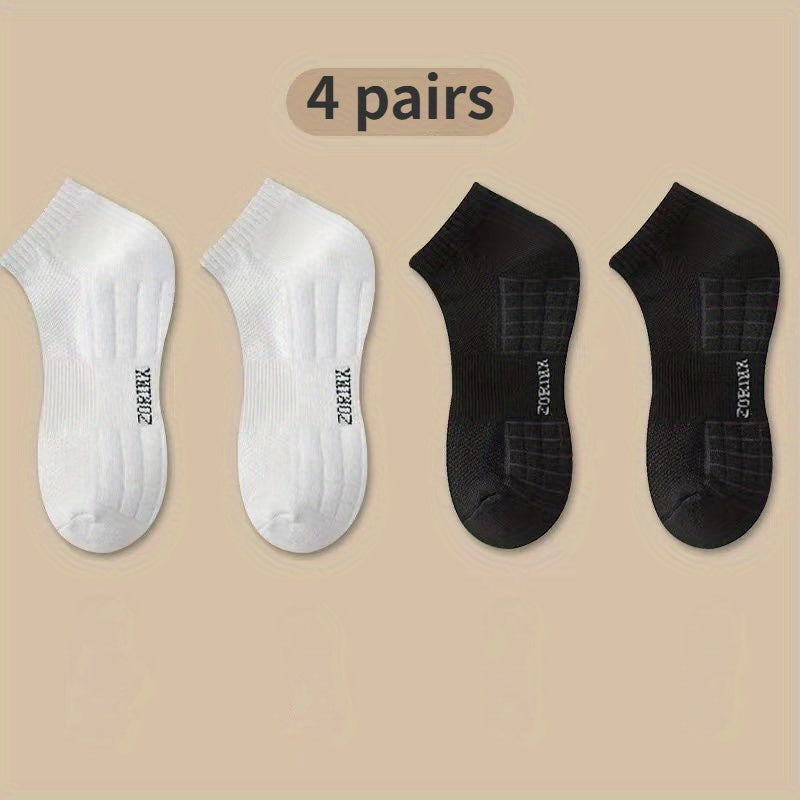 4 Pairs Men's Cotton Crew Socks Moisture Wicking Breathable Mesh