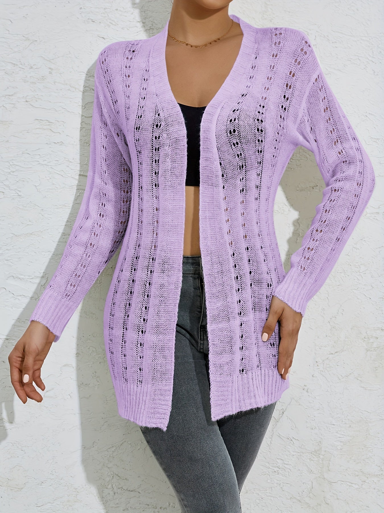 Casual Long Sleeve Open Front Cardigan