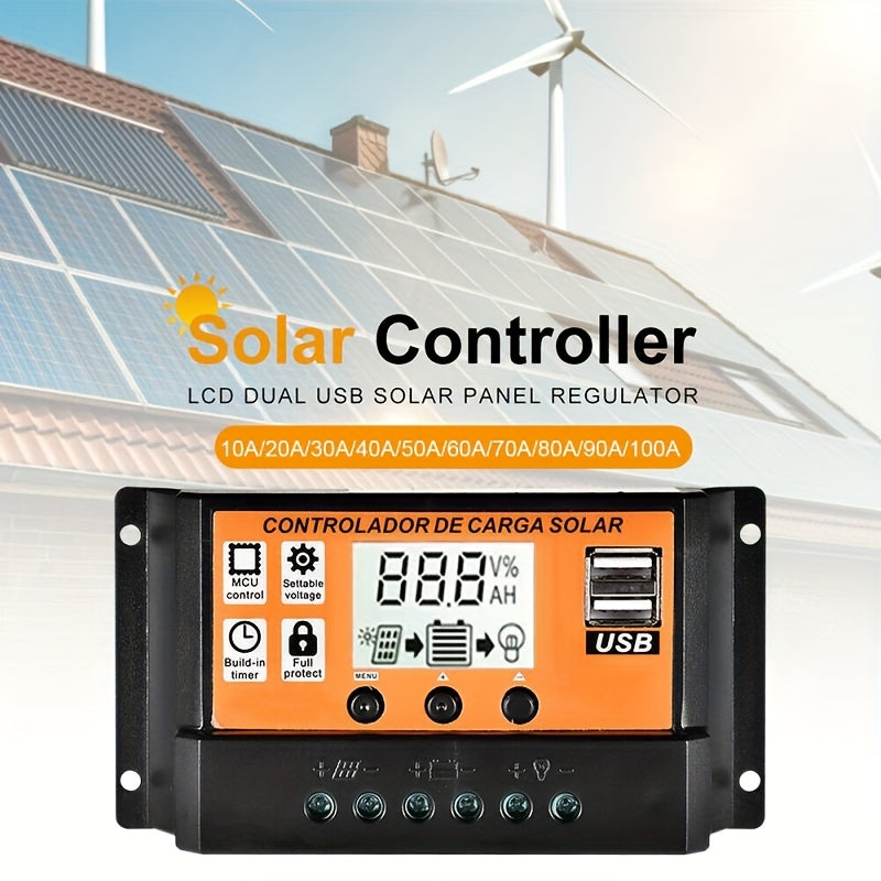 100A 50A 40A 30A 20A 10A 12V 24V Auto Solar Charge Controller LCD Display