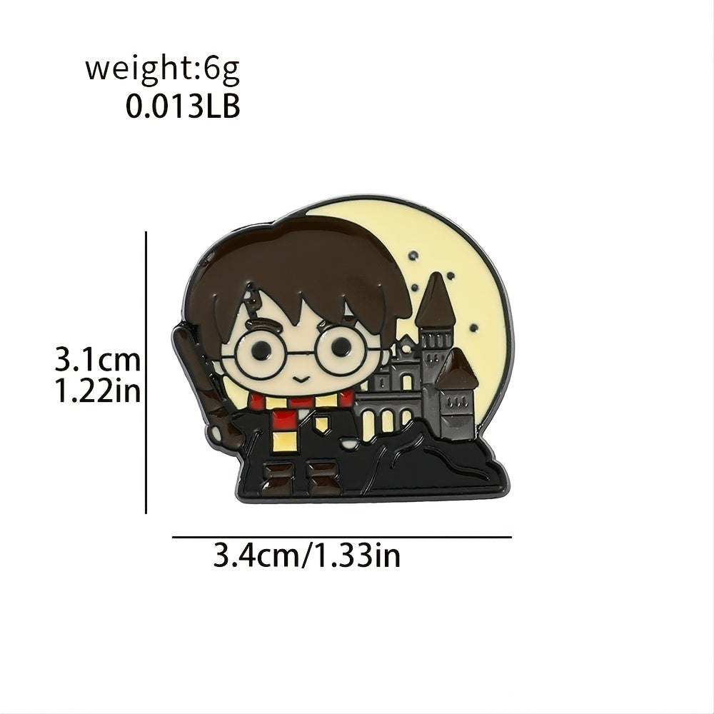 Creative Boy Brooch Glasses Broom Enamel Pin Oil Dripping Badge