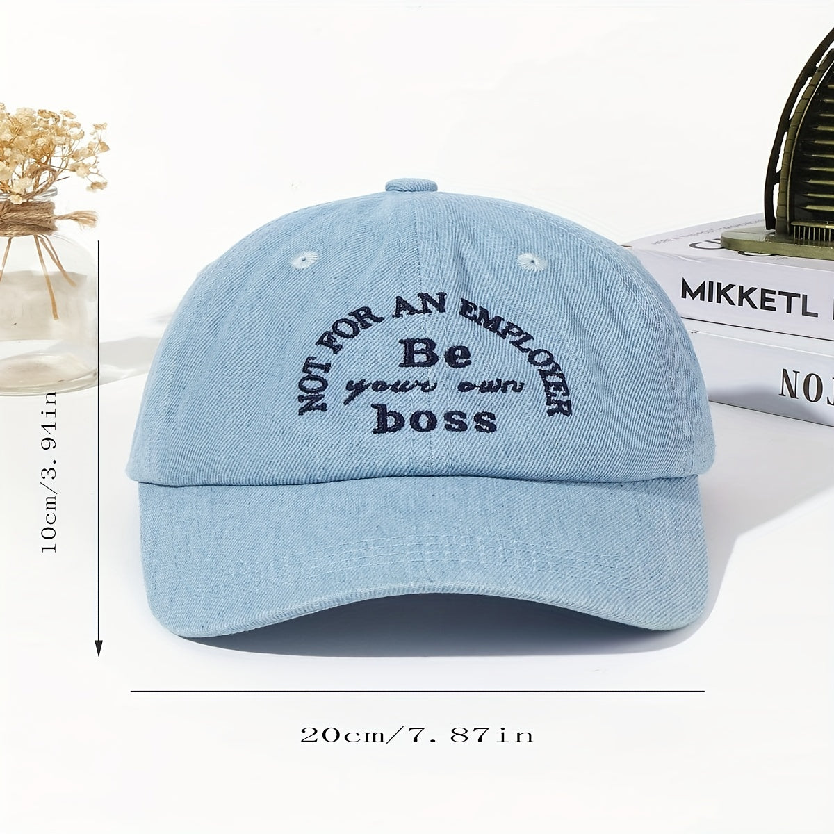 Washed Denim Peaked Cap Letter Pattern Sun Hat Baseball Cap