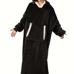 Sherpa Fleece Hooded Robe with Pockets