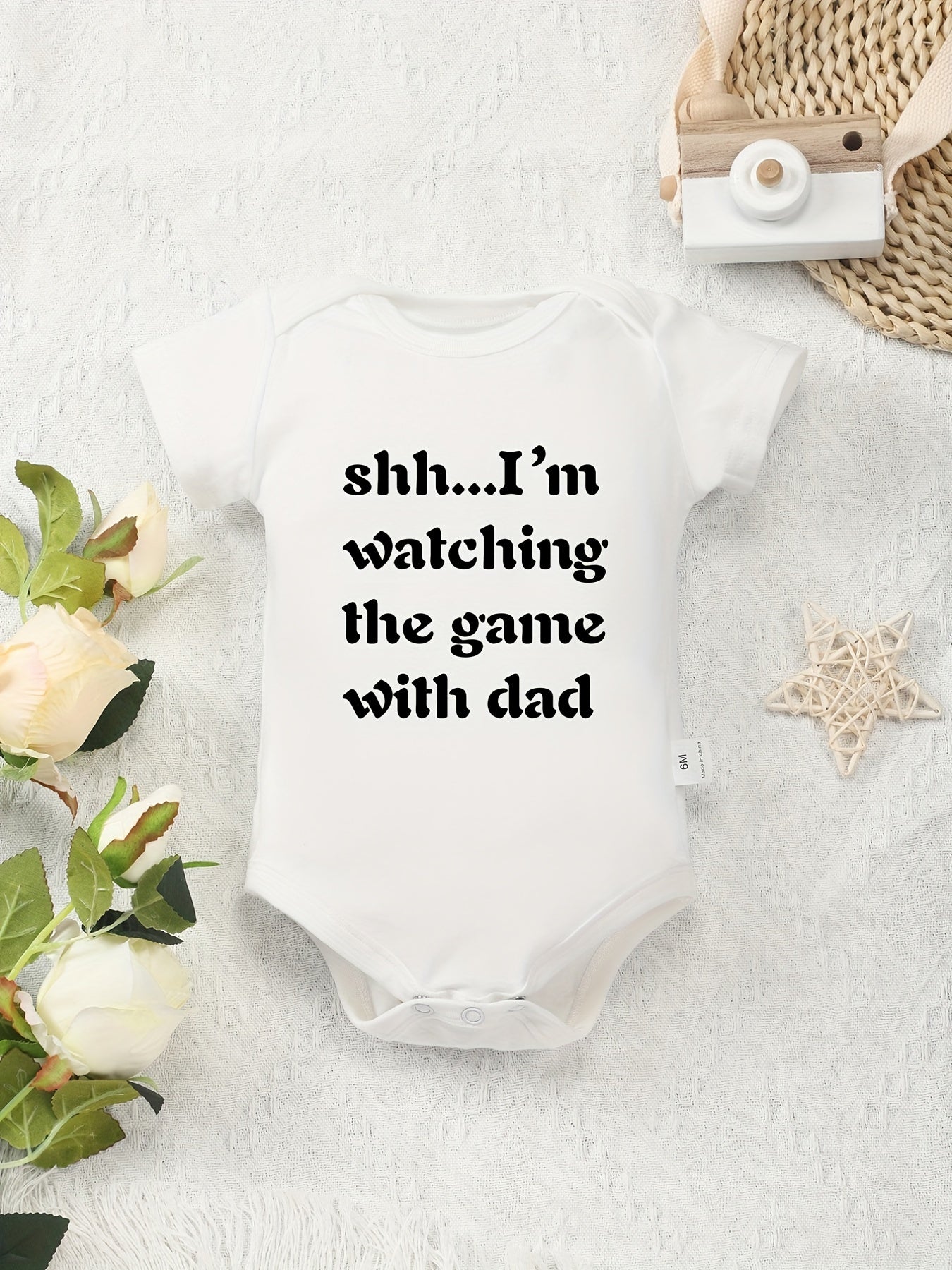 Baby Girls Game Time with Dad Short Sleeves Onesie