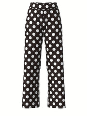 Polka Dot Wide Leg Jogger Pants Women's Activewear