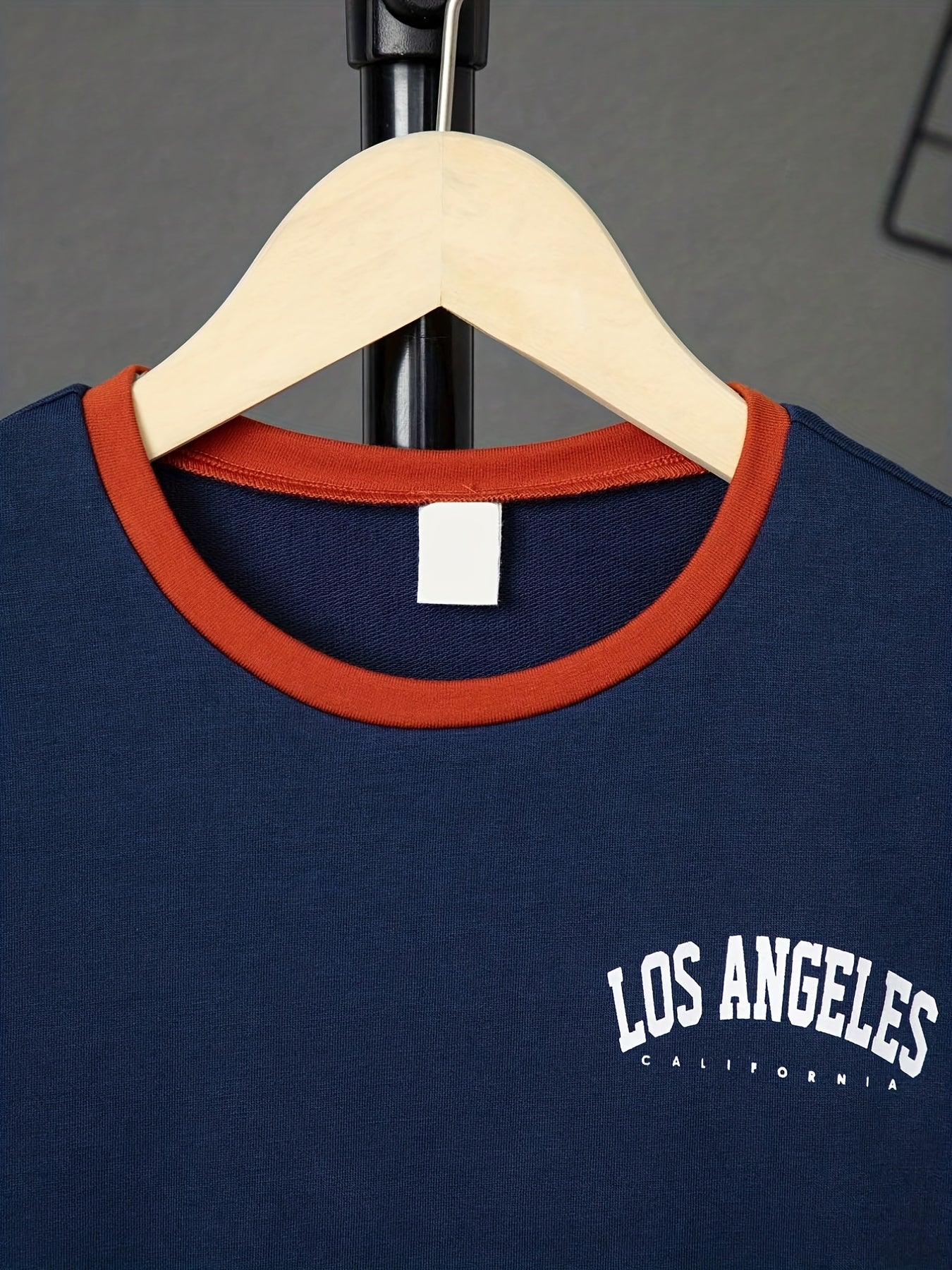 Boy's 2pcs T shirt & Elastic Waist Shorts Set LOS ANGELES Print Short Sleeve Top