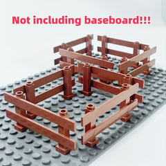 8pcs Brown Building Blocks Fence Set for DIY Animal Scenes