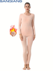 Women's Thermal Underwear Set Lightweight Top & Bottom Long Johns Set