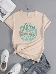 Letter Print Sports T shirt Short Sleeve Workout Tops Women's Activewear