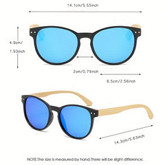 Round Frame Rice Nail Polarized Bamboo Sunglasses