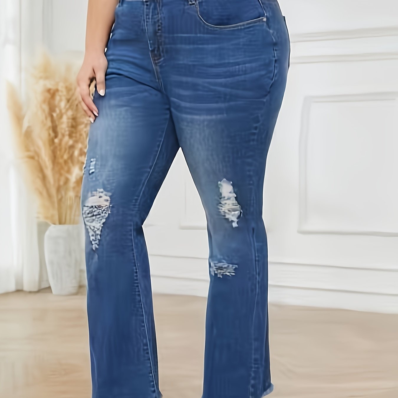 Ombre Ripped High Rise Flared Leg Jeans