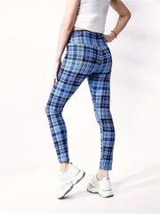Plaid Print Yoga Workout Pants Stretch Running Sports Fitness Leggings