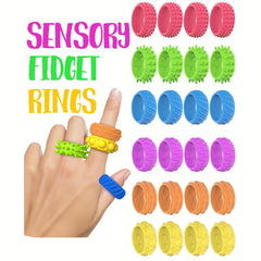 Set of 12 Silicone Fidget Rings for Children Sensory Toys
