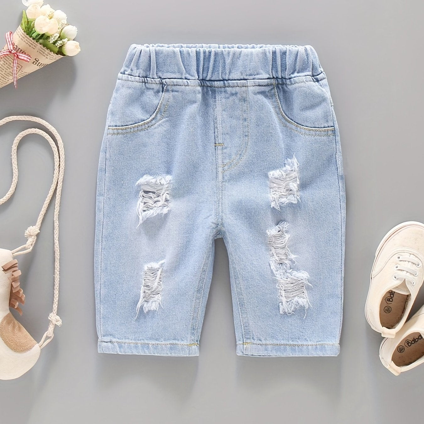Boys Ripped Denim Shorts Summer Kids Clothes