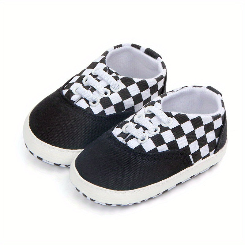 Infant Plaid Canvas Shoes Soft Breathable Non Slip Baby Shoes