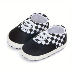 Infant Plaid Canvas Shoes Soft Breathable Non Slip Baby Shoes