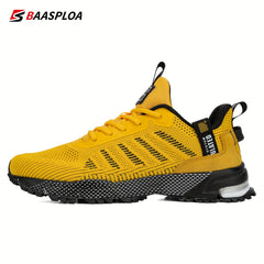 BAASLPOA Men's Knit Breathable Running Shoes for Outdoor Jogging