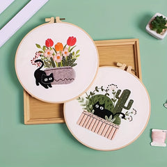 Cat Embroidery Kit Cross Stitch For Beginners DIY Hand Embroidery