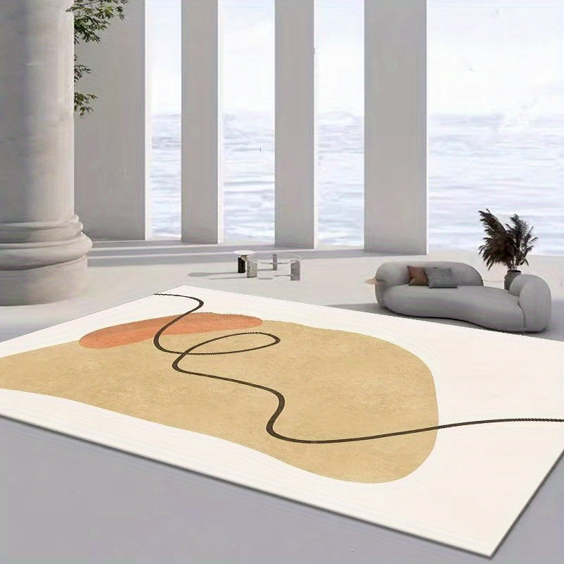 Abstract Area Rug for Living Room Modern TPR Base Soft Polyester Fiber Carpet