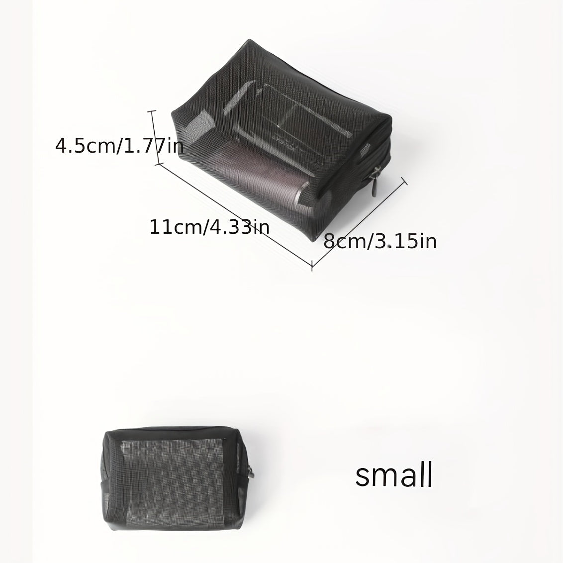 3pcs Nylon Mesh Cosmetic Bag Travel Portable Storage Zipper Pouch