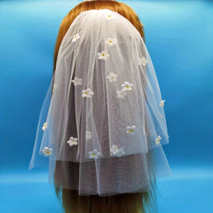 Romantic Bridal Floral Decor Veil with Hair Comb for Women