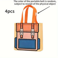 4pcs Portable Non-woven Bag Snack Bag Kindergarten Cartoon Gift Bag