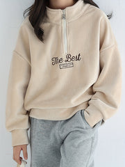 Print Half Zip Pullover Long Sleeve Jacket for Kids
