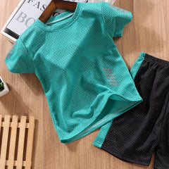 Kids Sports Casual Suit T-shirt & Shorts Set Quick Drying Lightweight