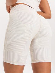 Geometric Pattern High Stretch Sports Shorts Tummy Control Running Shorts