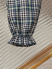 Girls' Plaid Print Ruffle Jogger Trousers For Kids Outfit