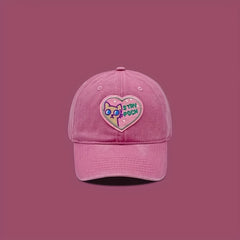 Pink Patch Baseball Cap Cartoon Cat Cotton Sports Hat Women Dad Hats