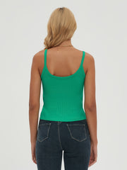 Solid V-neck Crop Cami Top Spaghetti Strap Summer Women's Clothing
