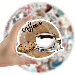 50pcs Coffee World Vintage Letter Graffiti Waterproof Vinyl Stickers