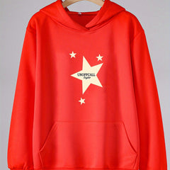 Girls Star Print Hoodies Comfy Hooded Pullover with Pocket