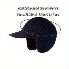Men's Warm Plush Knitted Beanie Hat for Outdoor Activities