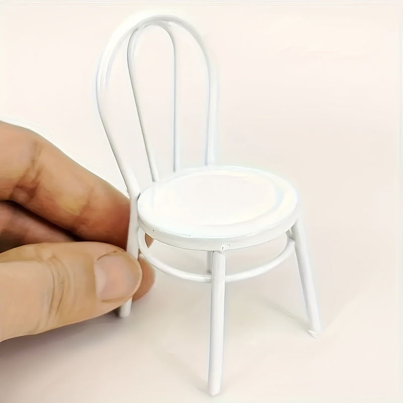 3pcs Mini Metal Garden Chairs Set for Dollhouse Fairy Garden