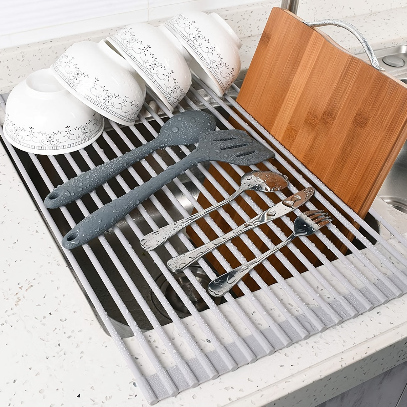 18 Tubes 49 78 34 Roll Up Dish Drying Rack Stainless Steel
