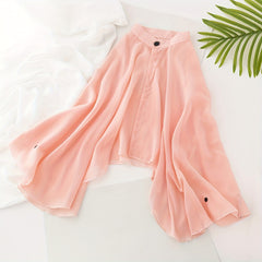 Chiffon Shawl Sunscreen Cape Ruffles Shawls