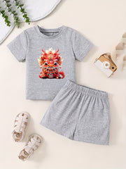 Toddler Cartoon Dragon T shirt & Shorts Set