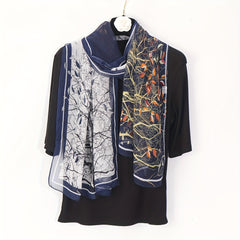 Satin Scarf Silk Soft Shawl Summer Breathable Sunscreen Wrap Vintage Printed Hea
