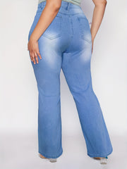 Women's Plus Star Embroidery Flared Leg Jeans