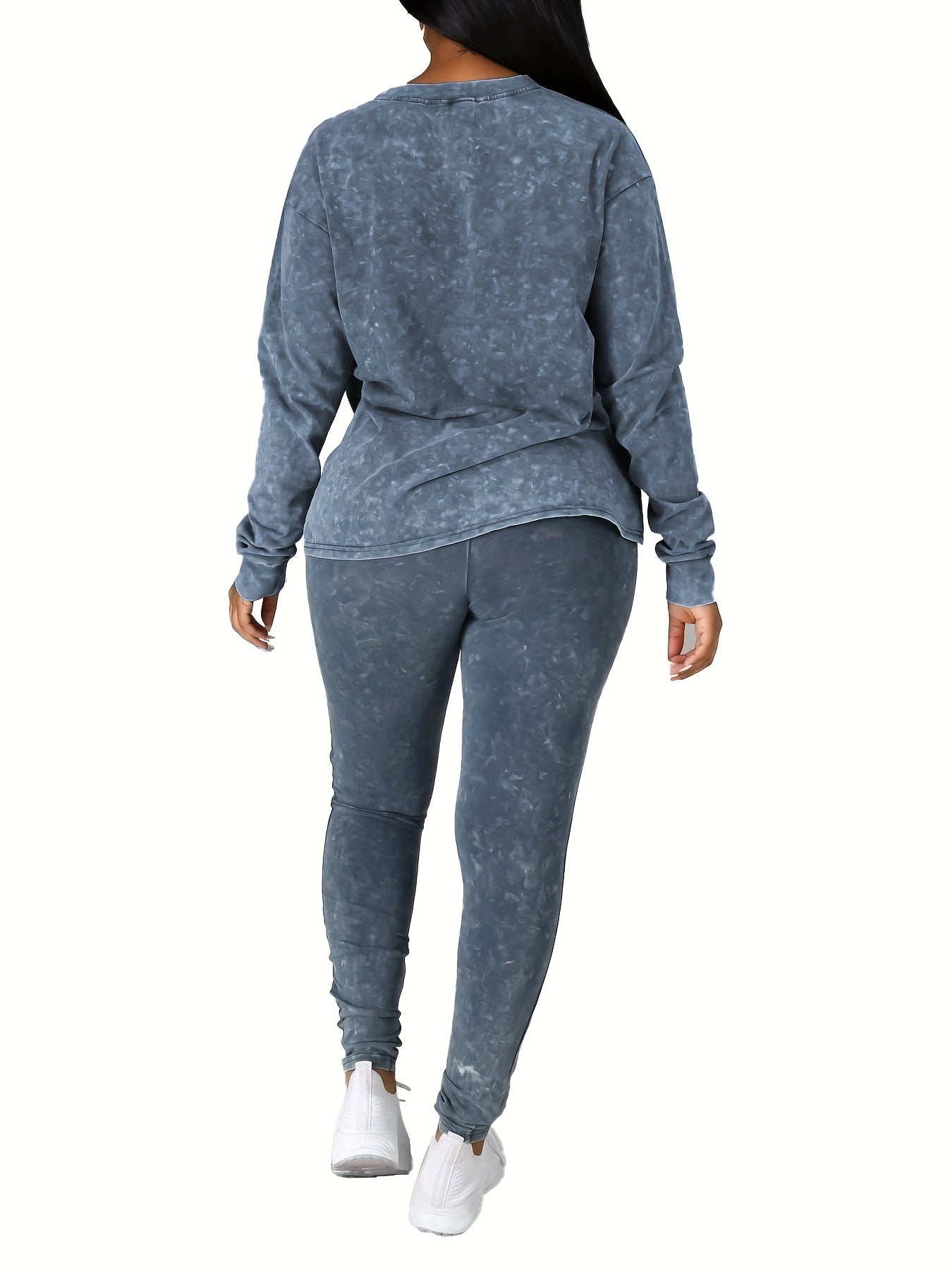 Tie Dye 2 pc Set Long Sleeve Crew Neck T-shirt & Slim Pants Outfit